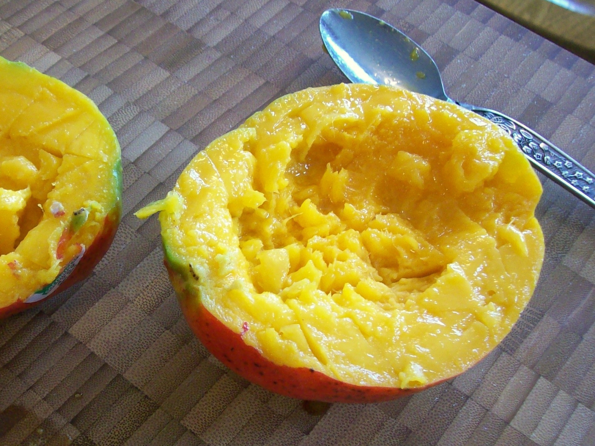A half-sucked mango.
