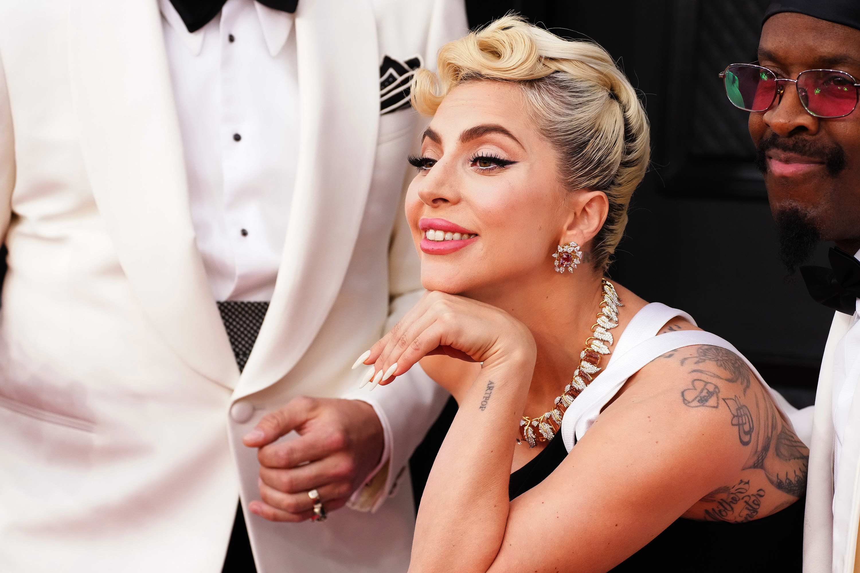 Lady Gaga posing at the 2022 Grammys.