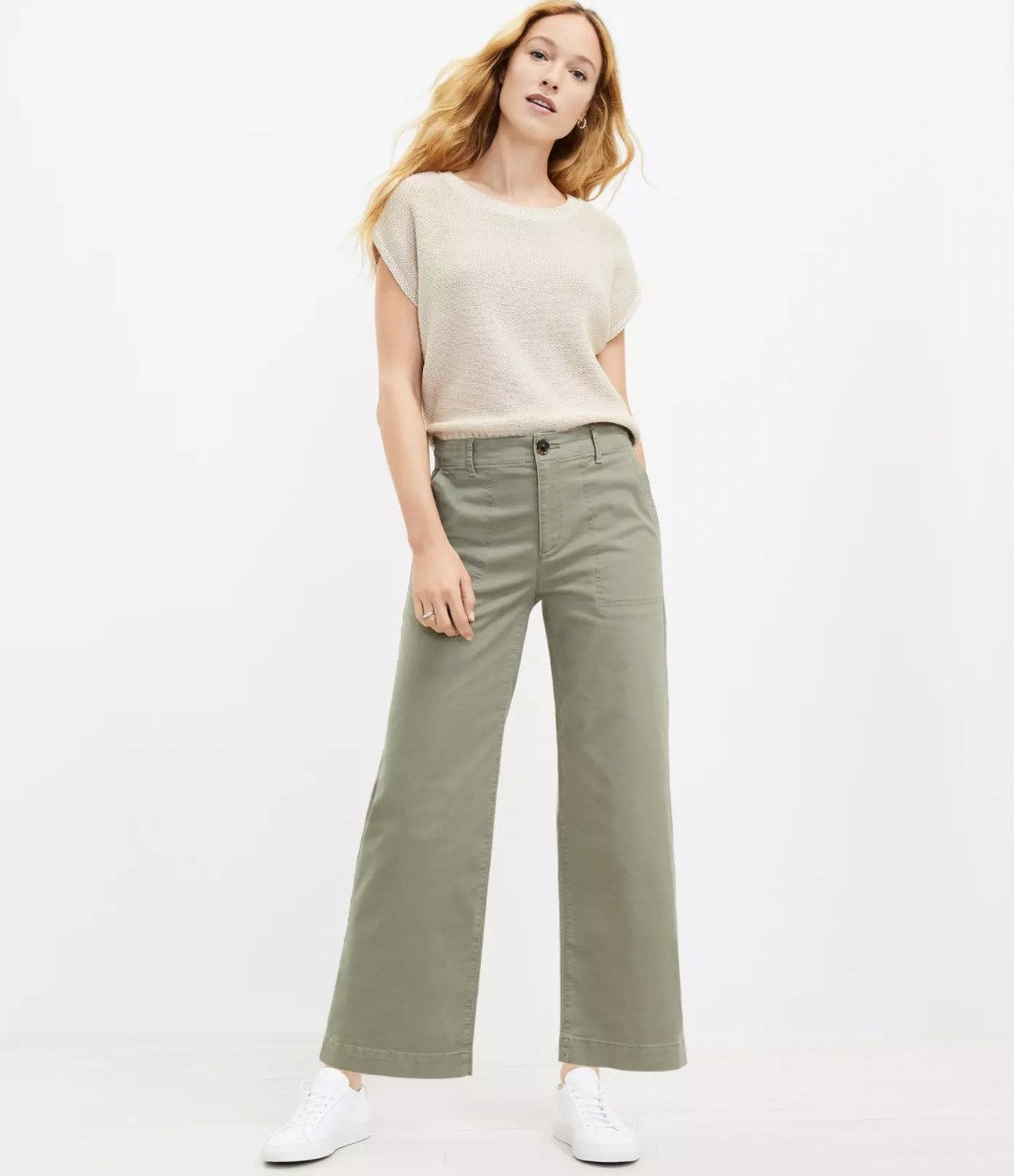 model in the green chinos