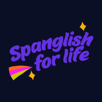 The words Spanglish for life in multicolor