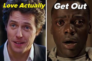 "Love Actually" is on the left with "Get Out" on the right