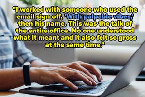 A person's hands typing on a laptop