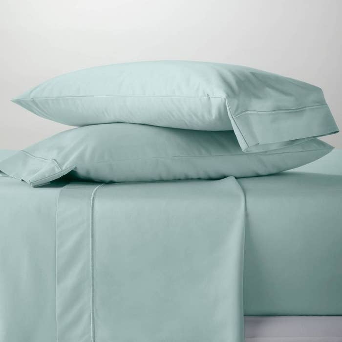the sheets in light green