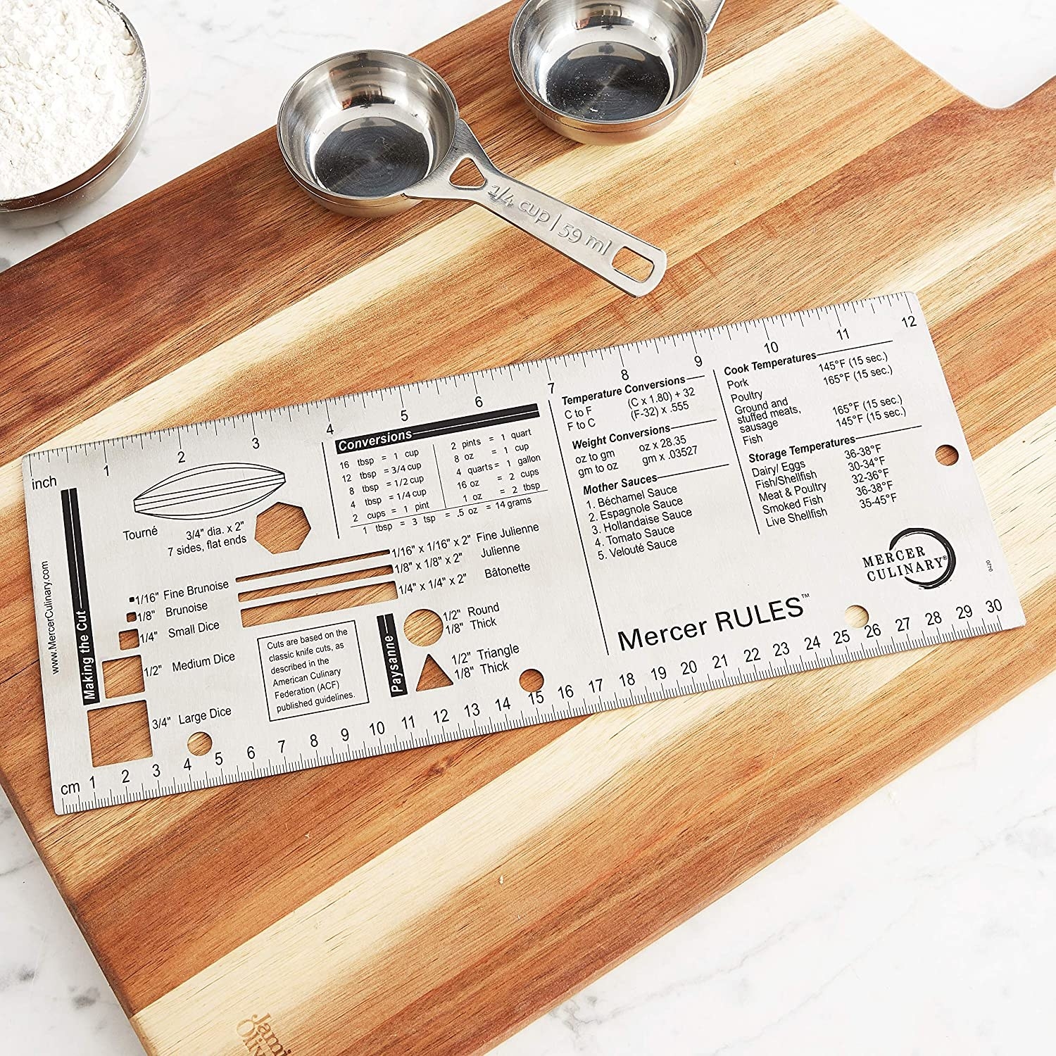The culinary ruler on a cutting board