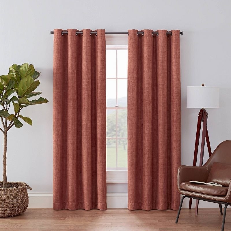 The curtain panels in the color Spice