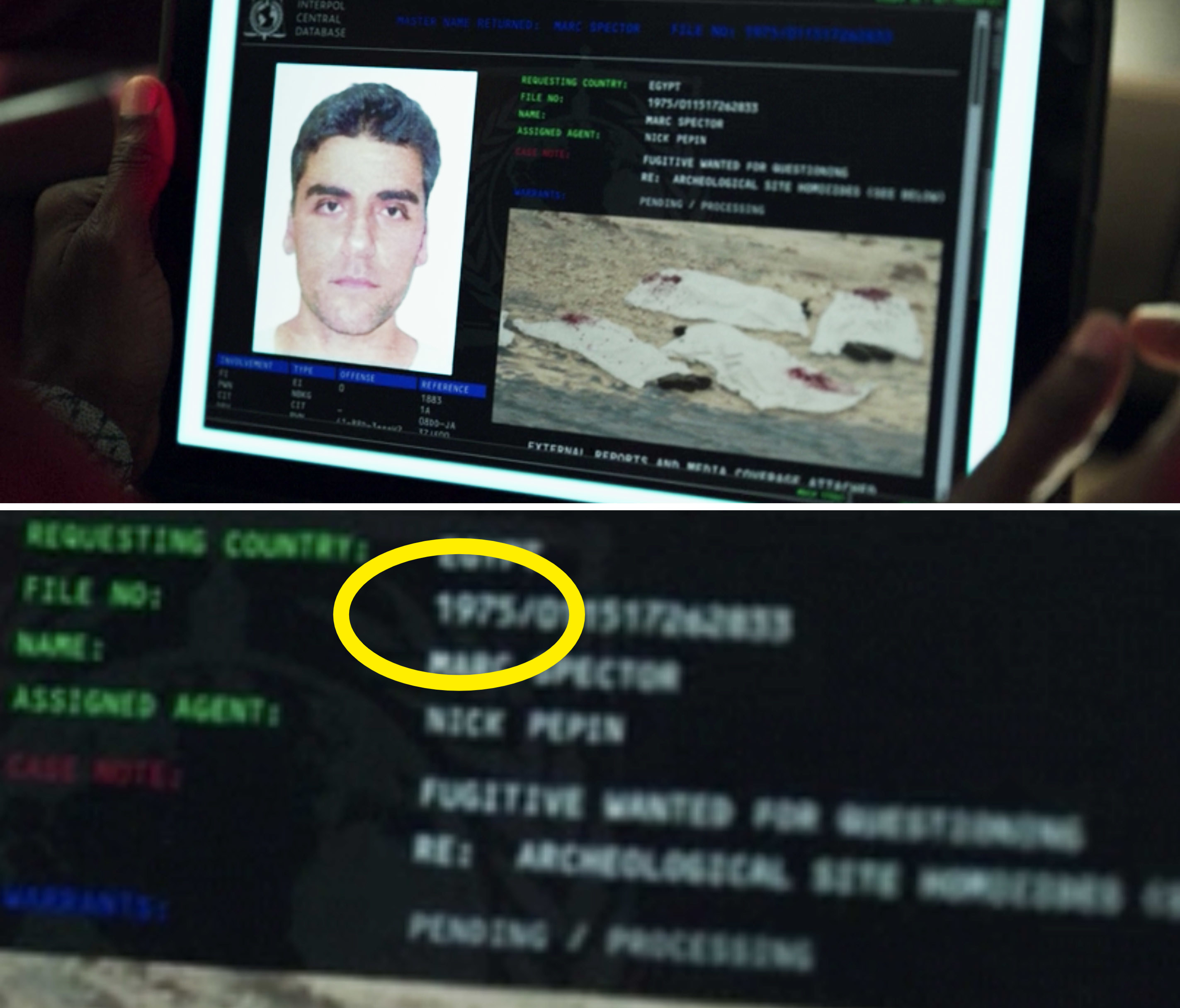 A closeup of Marc&#x27;s file number saying &quot;1975&quot;