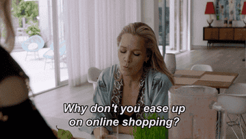 Jennie Garth saying, &quot;Why don&#x27;t you ease up on online shopping?&quot;