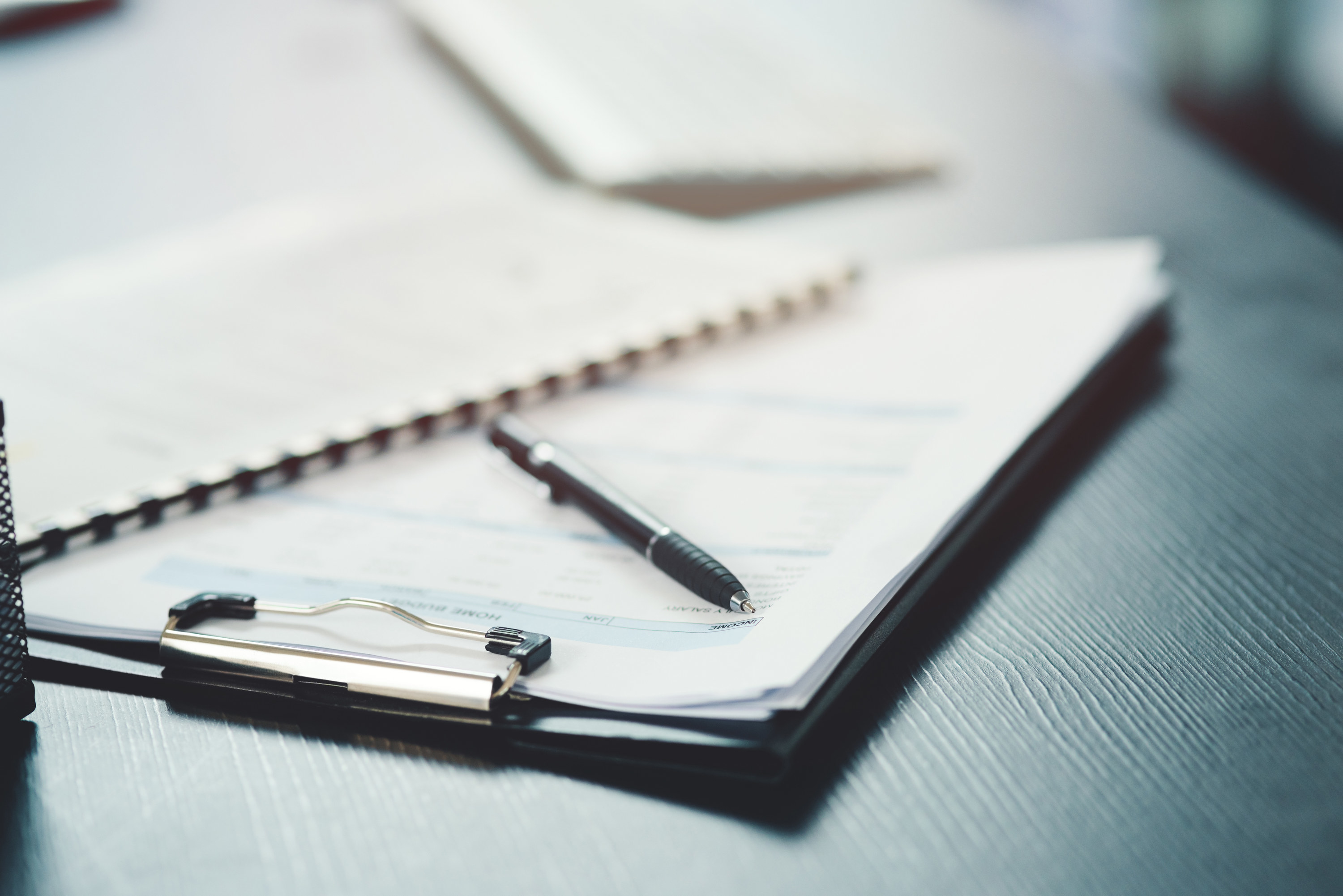 paperwork on a desk