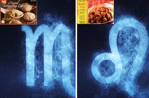 Two zodiac signs are shown and marked with Trader Joe's foods