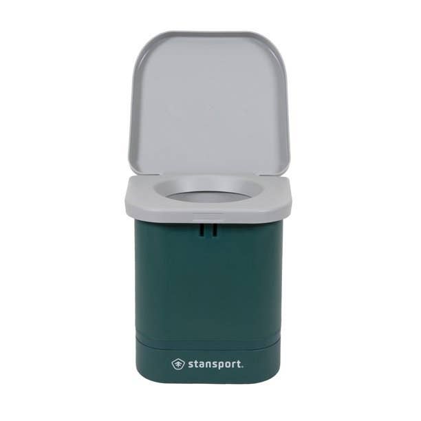 Grey and green portable toliet