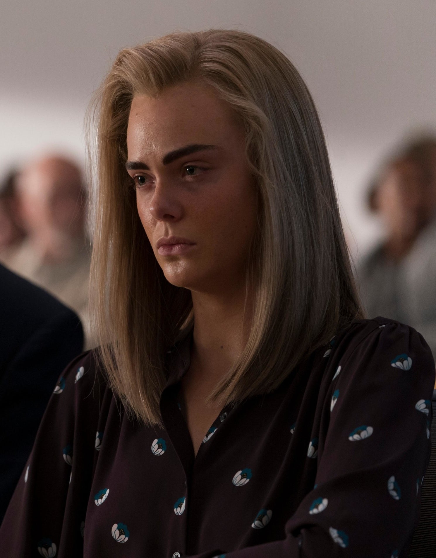 close up of Ellie Fanning in the same hair cut for the trial