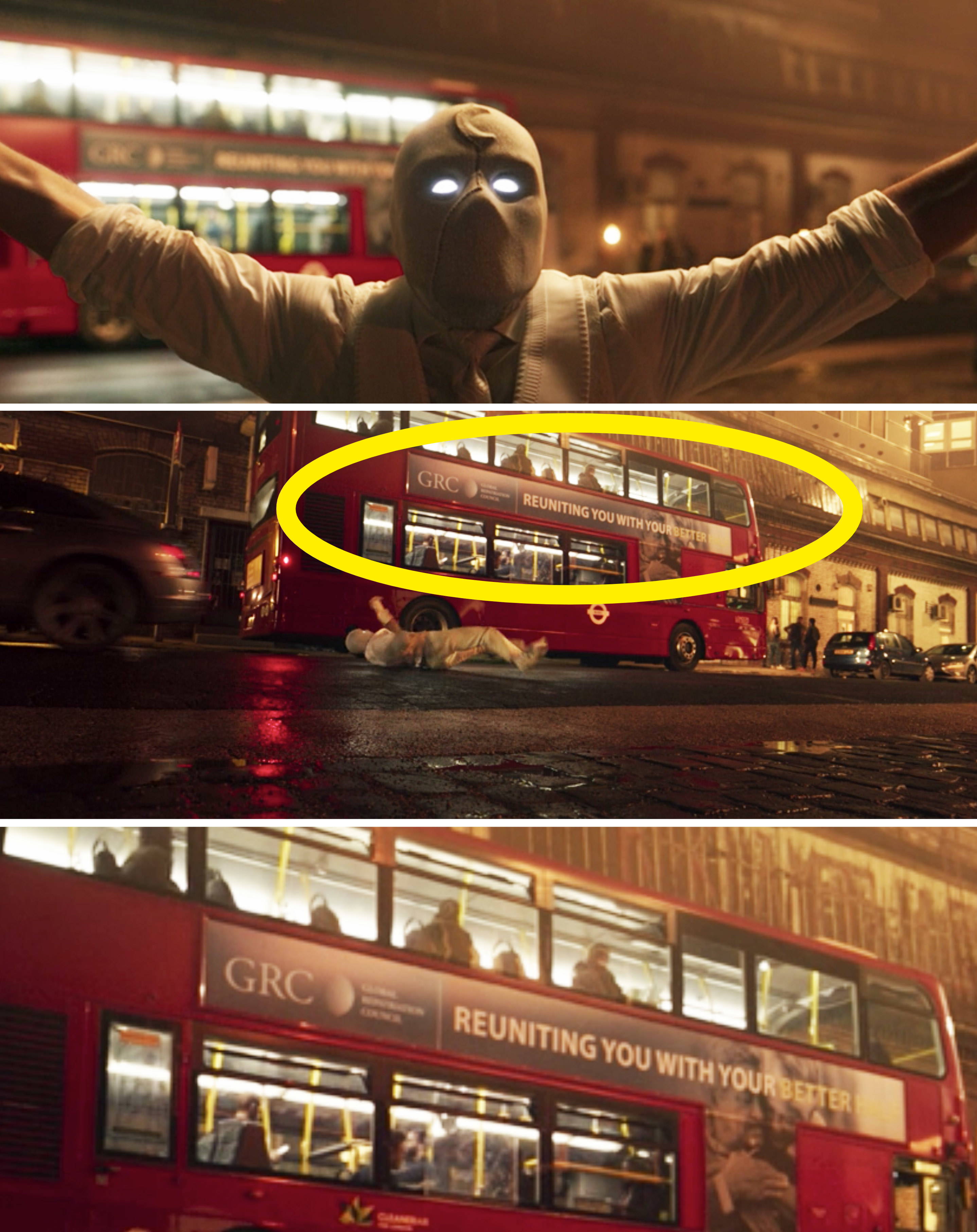A closeup of the GRC bus ad
