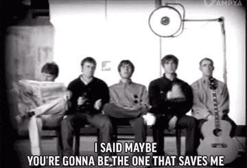 A GIF from the music video for &quot;Wonderwall&quot; from Oasis