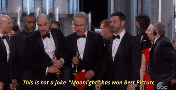 A producer for La La Land saying that Moonlight is the real winner