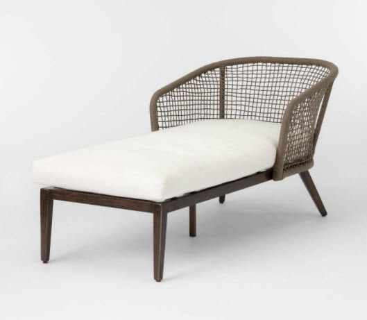 A thick-cushioned chaise lounge chair with netted backrest. Sits on wooden 5 legs for maximum sturdiness.