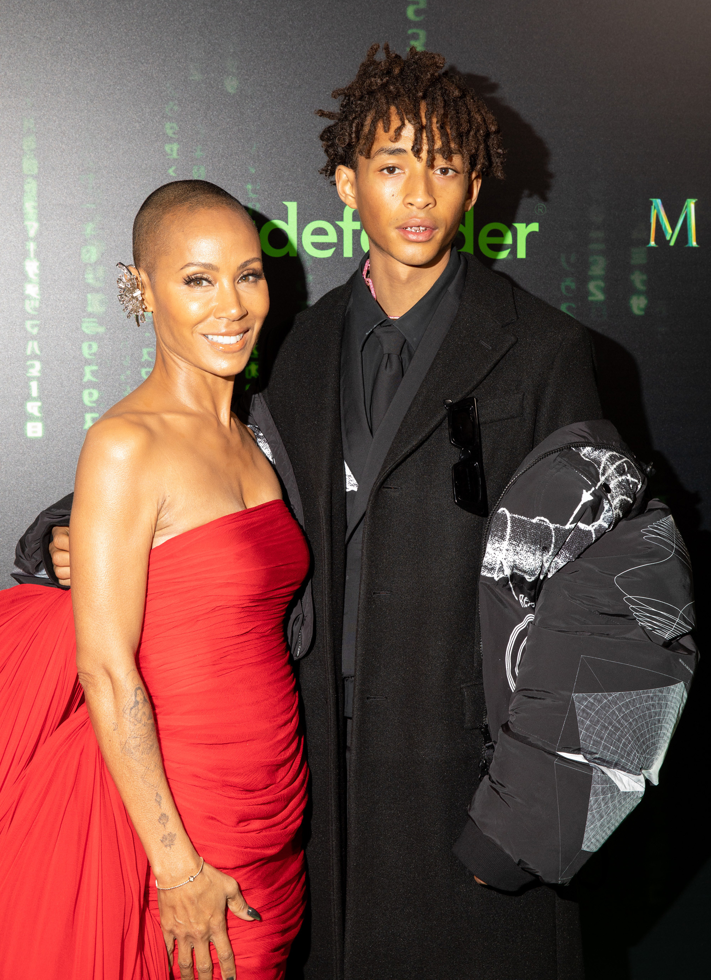 Jada Pinkett Smith and Jaden Smith arrive at the premiere of &quot;The Matrix Resurrections&quot; on December 18, 2021