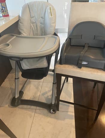 The high chair and the booster chair it came with