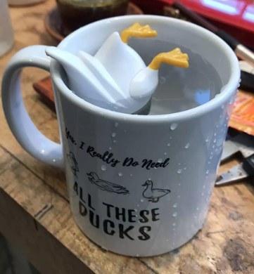 review photo showing the duck steeping their tea