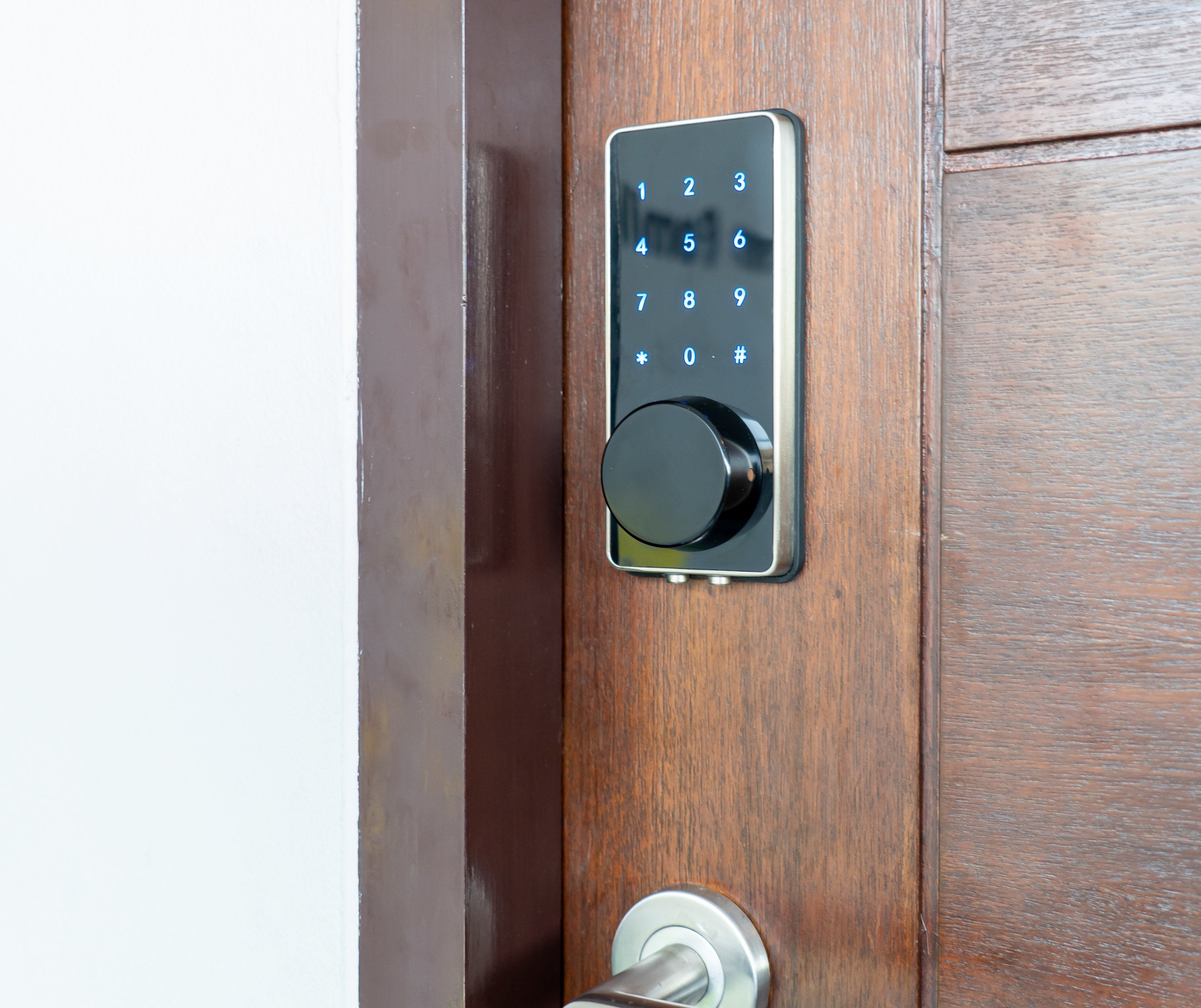 a touch pad lock for the front door