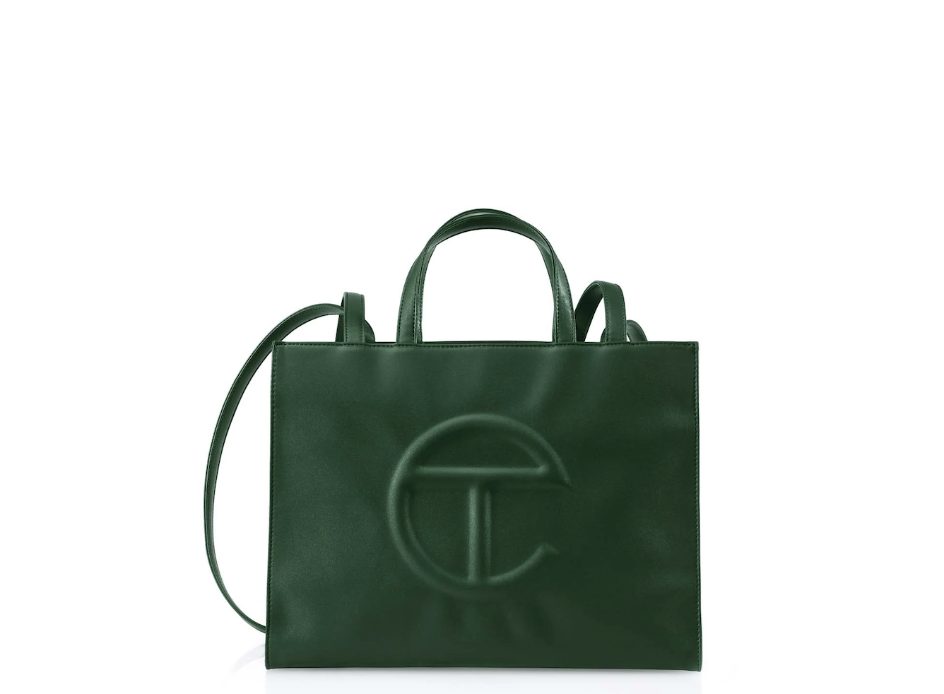 An image of the medium dark olive shopping bag from Telfar&#x27;s range