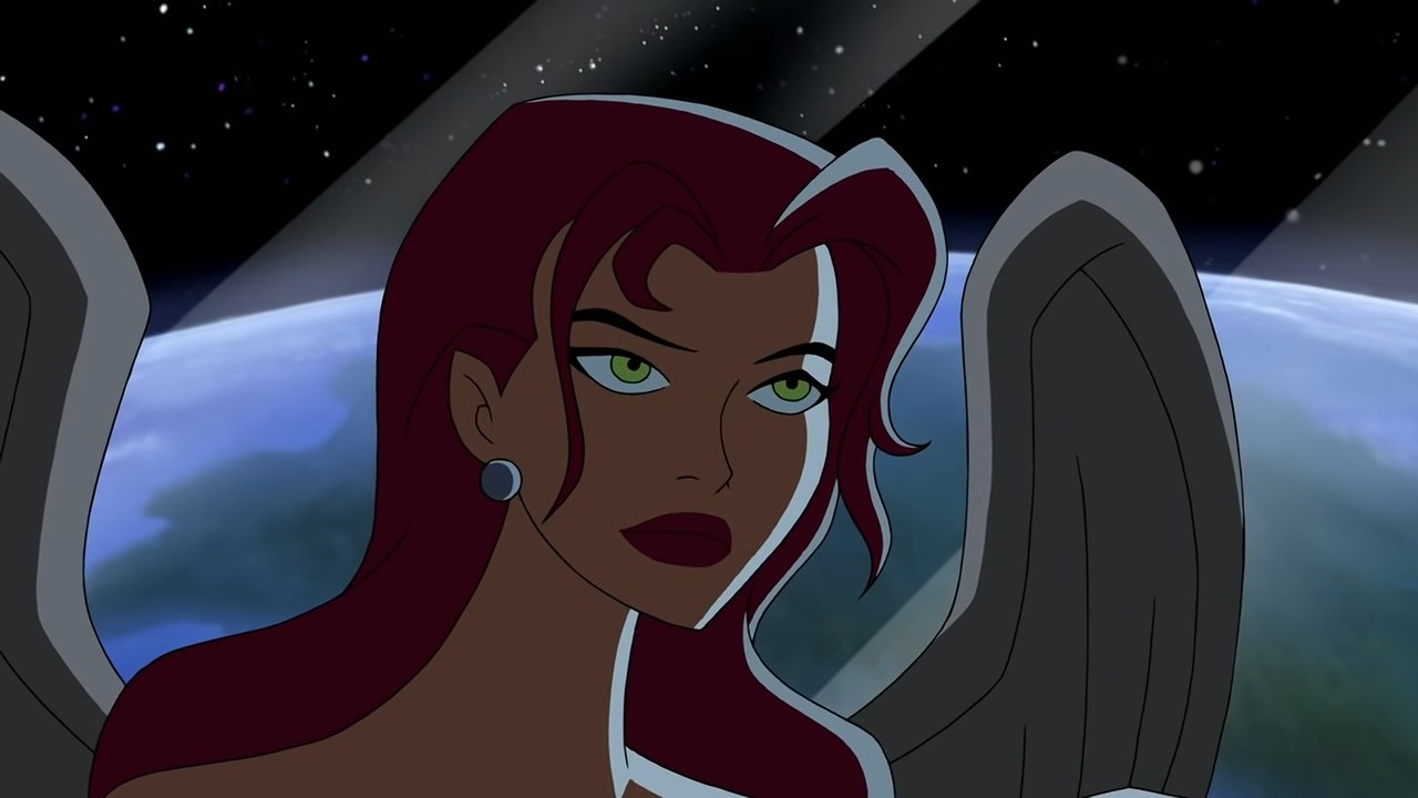 Hawkgirl without her mask in the Watchtower in &quot;Justice League&quot;