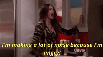 Woman in kitchen says she is angry