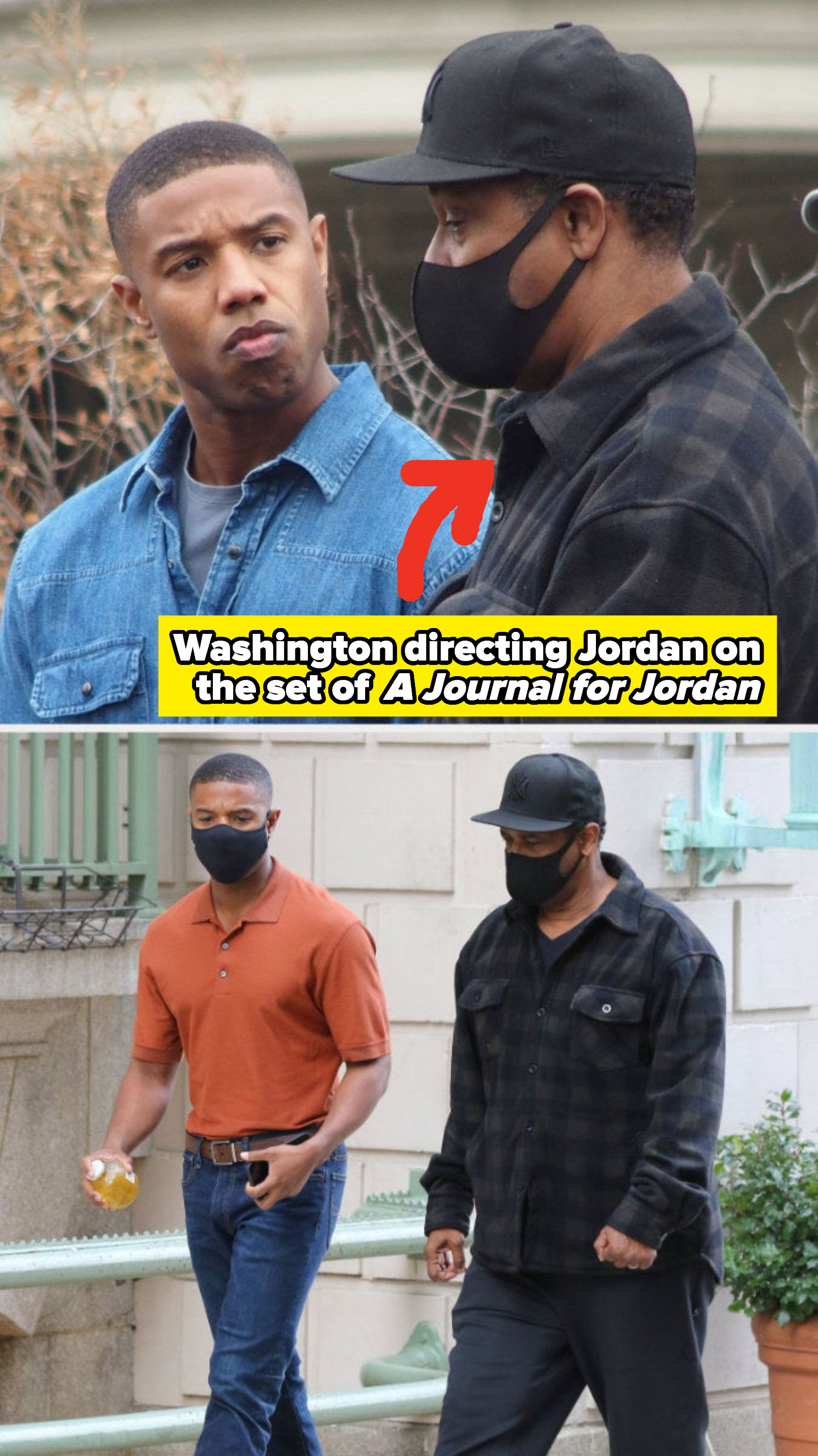 Washington and Jordan filming &quot;A Journal for Jordan&quot; in 2021