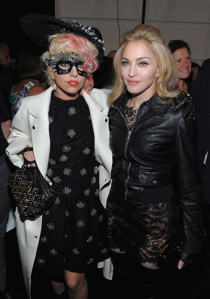 Madonna and Gaga at a fashion show in 2009