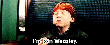 A gif of Ron Weasely introducing himself to Harry Potter