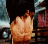 A gif of Jacob Black running in the rain