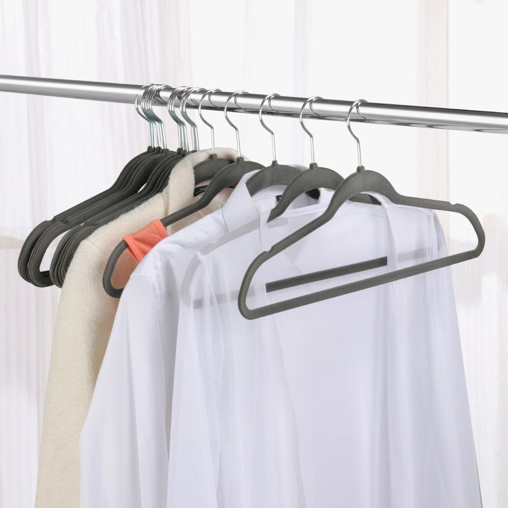 gray thin velvet clothing hangers