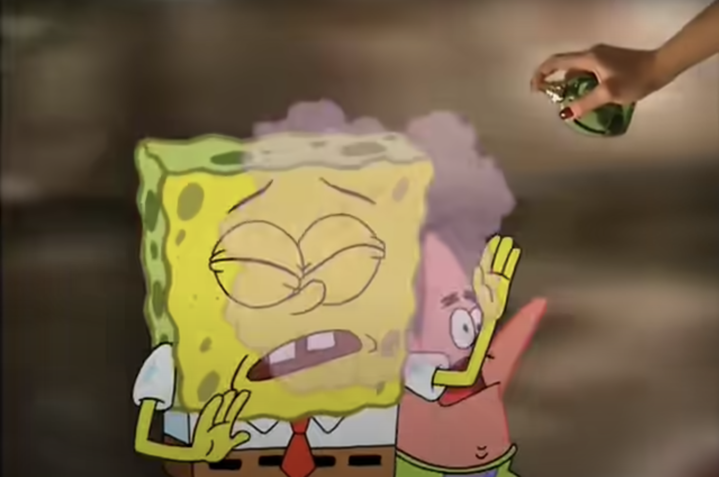 Spongebob and Patrick are sprayed with perfume in &quot;Spongebob Squarepants&quot;