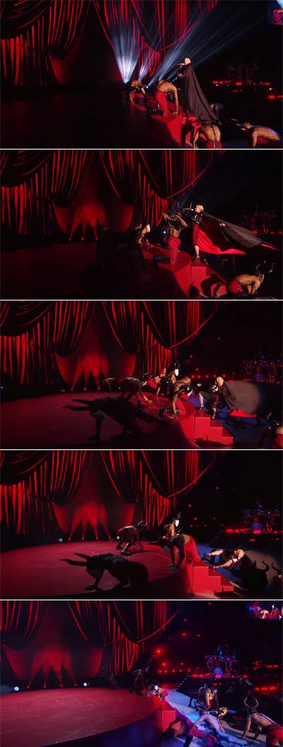 A frame-by-frame breakdown of Madonna falling backward off stage
