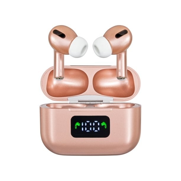 A pair of wireless earbuds in pink
