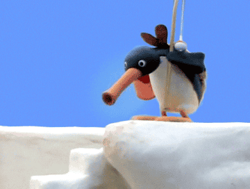 a gif of pingu going noot noot with his snoot