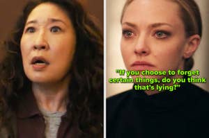 Sandra Oh in Killing Eve and Amanda Seyfried in The Dropout