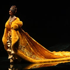 A model in the dress on the runway