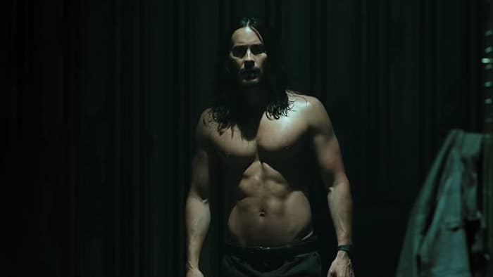 A close up of Dr. Morbius as he's shirtless