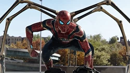 Spider-Man wears his metal suit with extra legs