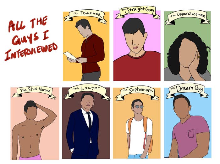 Collage of illustrations of the men interviewed in this article