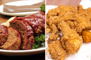 meatloaf and fried chicken