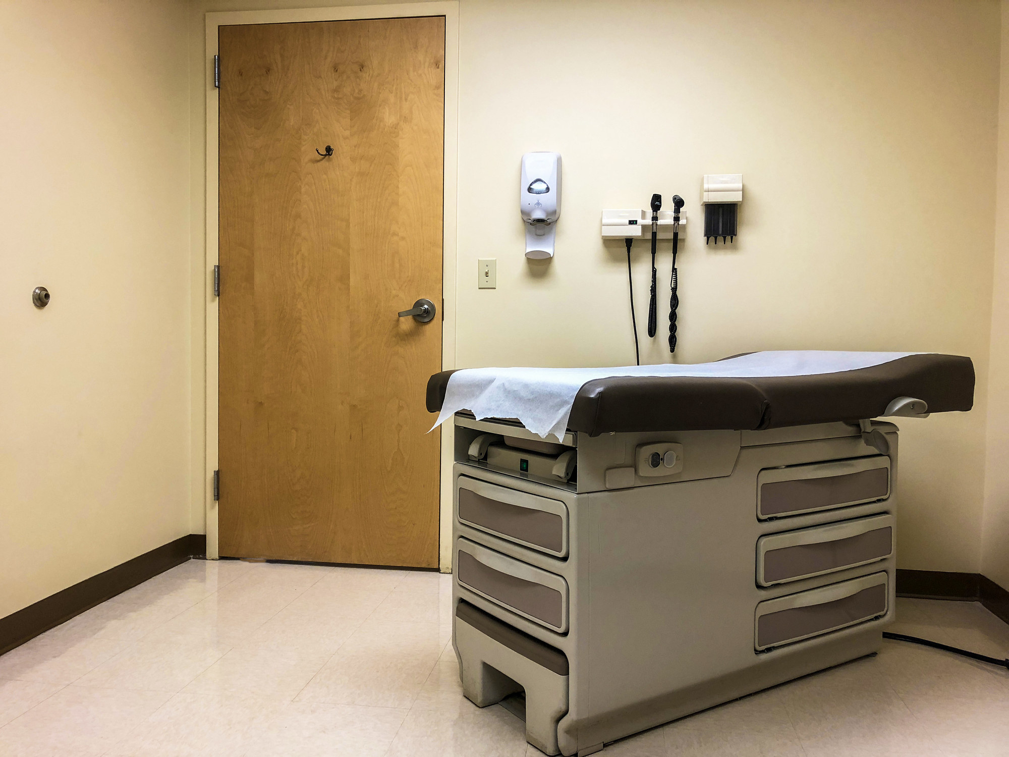 The inside of a patient exam room