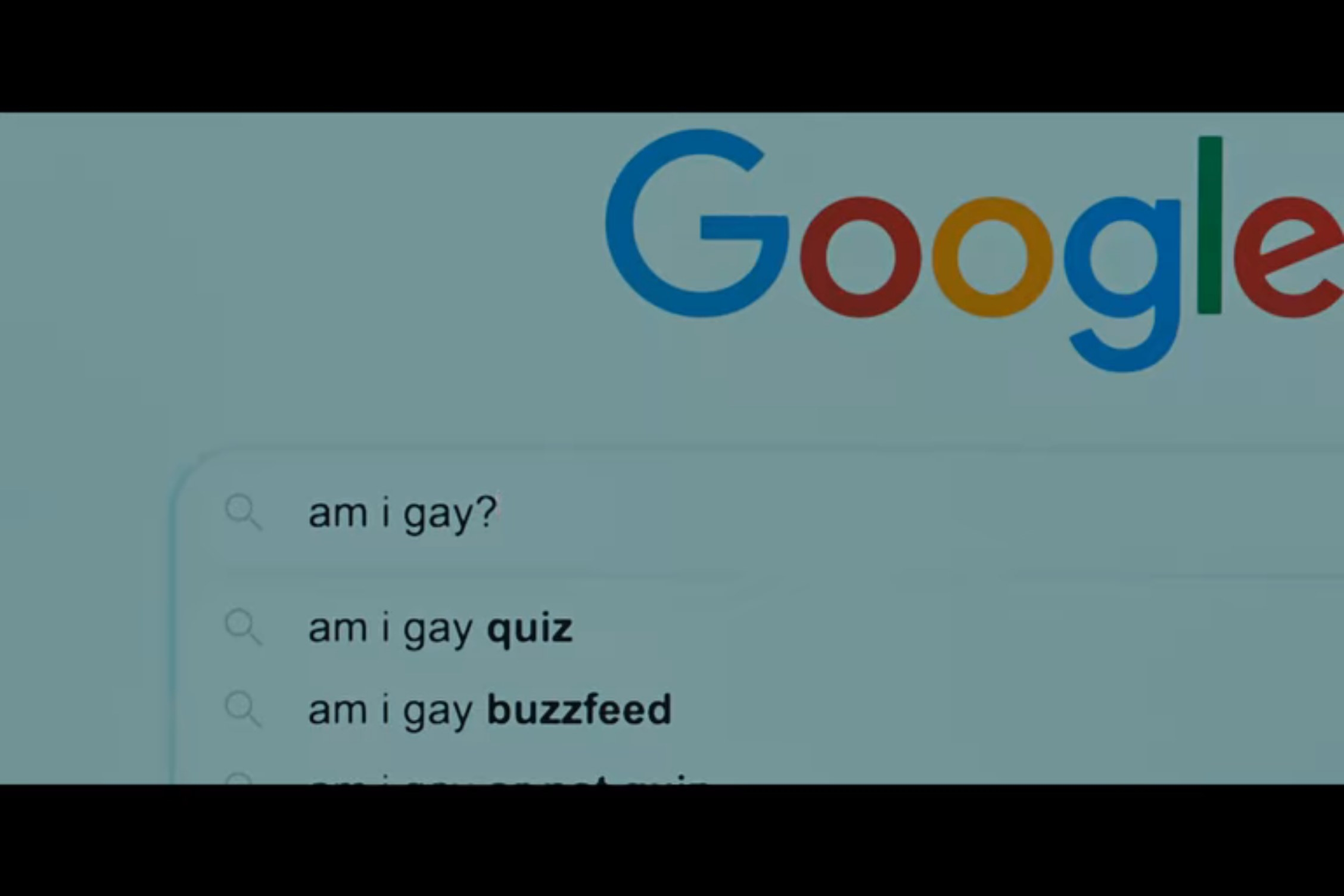 A screenshot of someone googling, &quot;am i gay?&quot; with the results &quot;am i gay quiz&quot; and &quot;am i gay buzzfeed&quot; popping up below