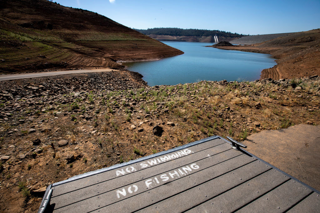 A sign says &quot;No swimming, no fishing&quot; but it&#x27;s no longer close to any water