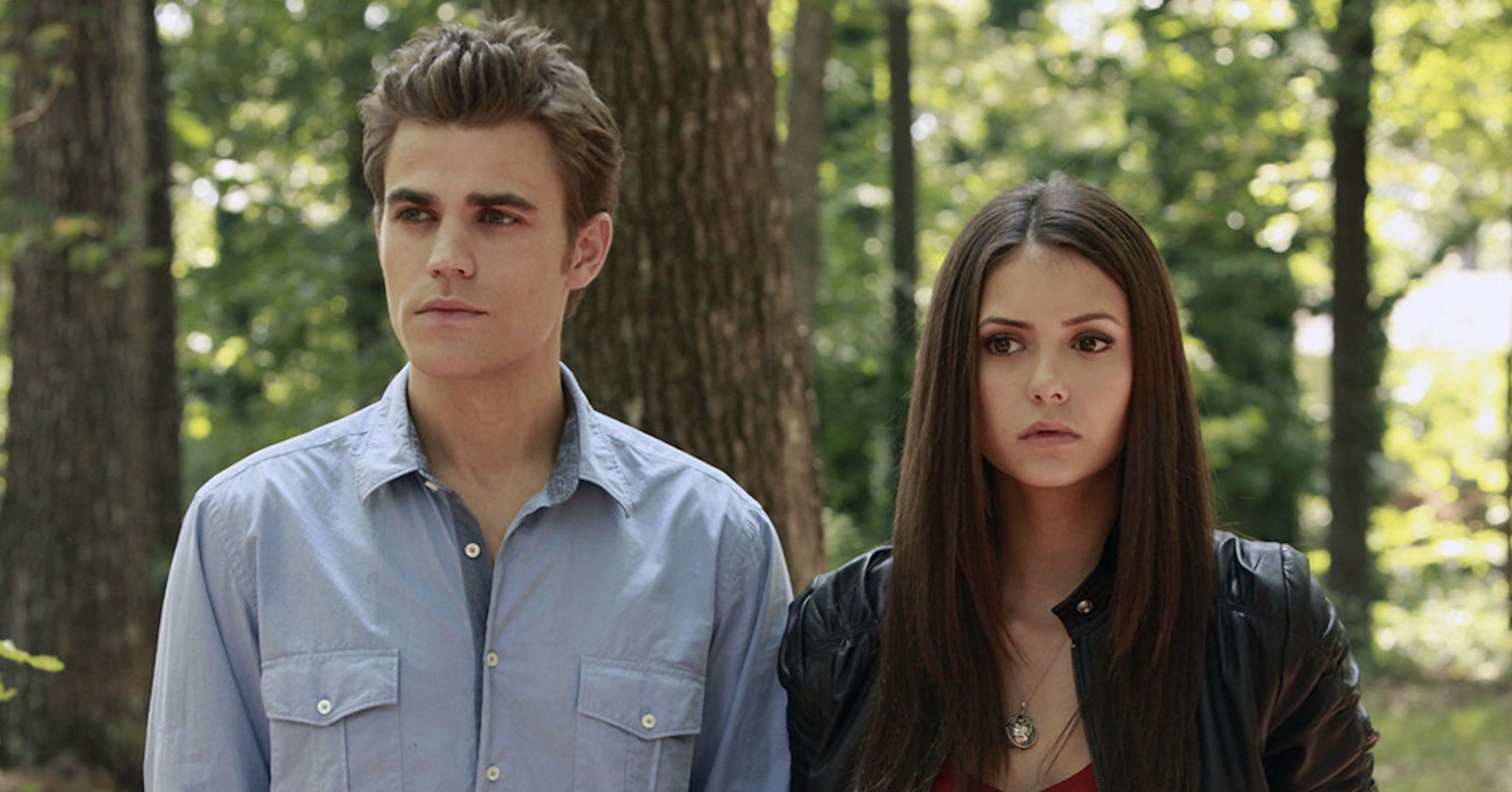 Nina Dobrev and Paul Wesley as Elena Gilbert and Stefan Salvatore in &quot;The Vampire Diaries&quot;