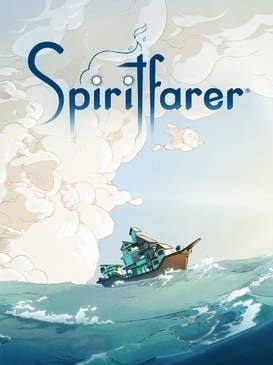 A boat on water with the title "Spiritfarer" above it on a poster
