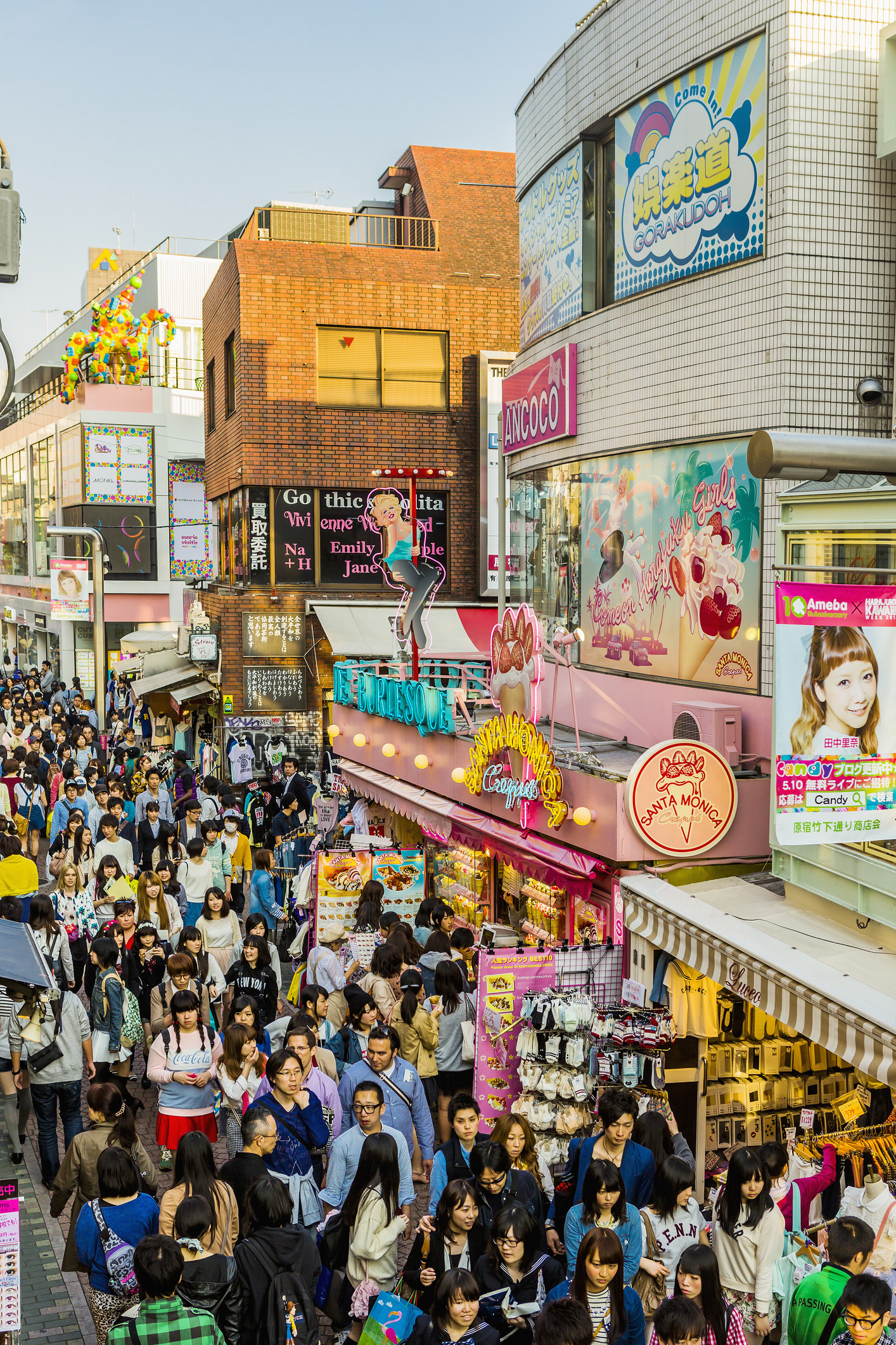 A busy crowd in Takeshita street in Harajuku.