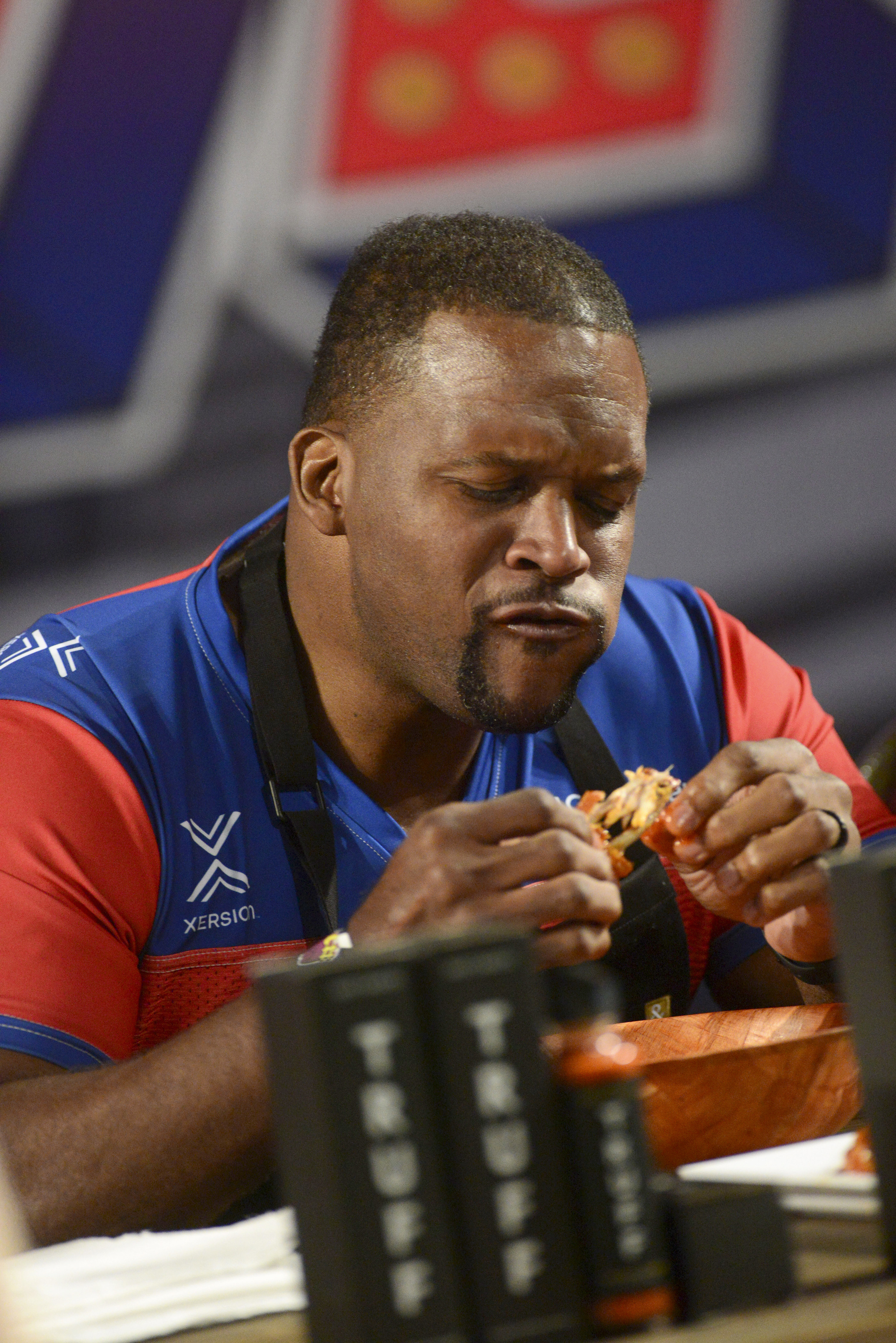 Spice Adams participates in a celebrity challenge at The SHAQ Bowl