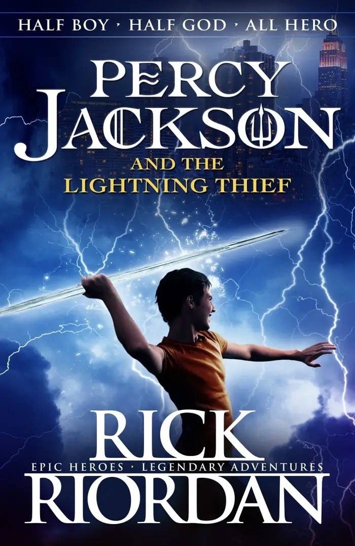 A book cover for &quot;Percy Jackson and the Lightning Thief&quot;