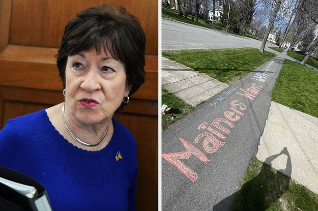 Susan Collins Called 911 Over A Chalk Drawing Asking Her To Please Support Abortion Rights